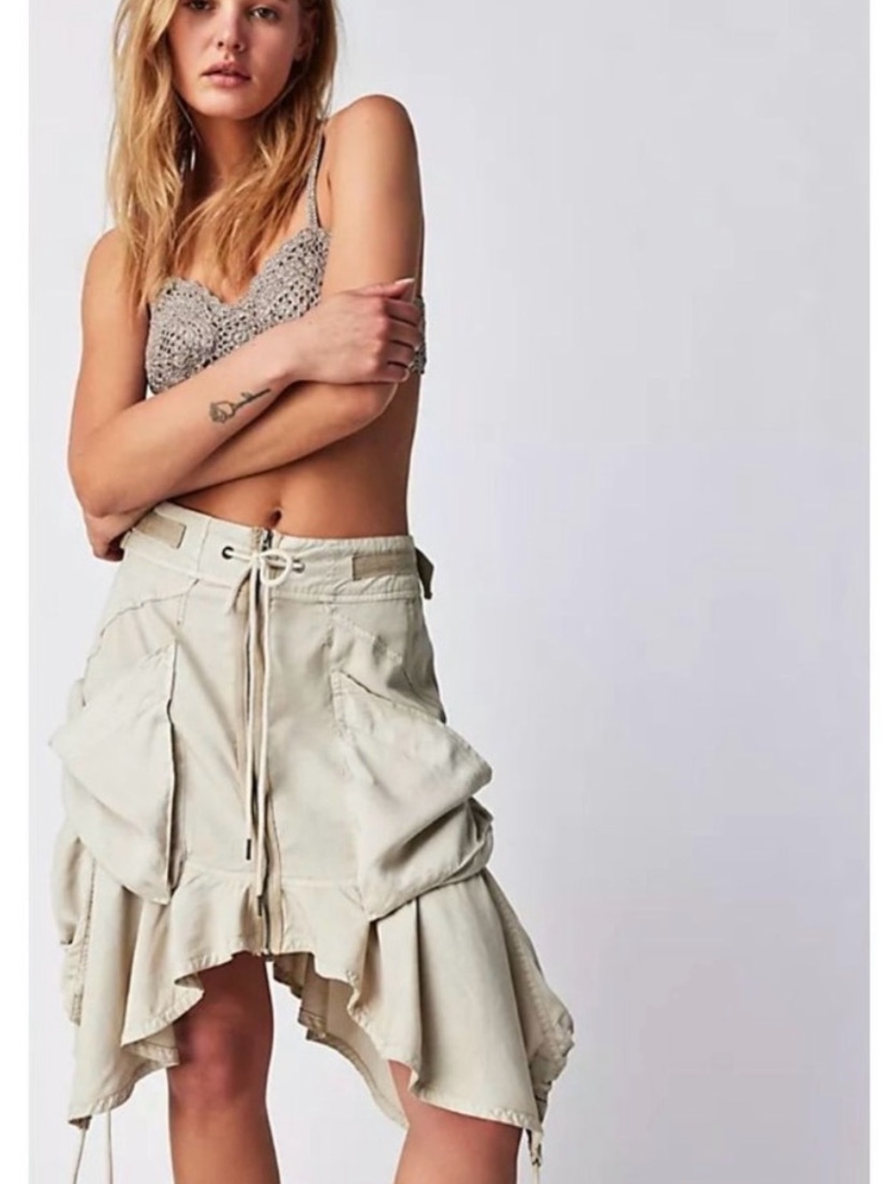 Free People Beige Paxton Parachute cargo Skort